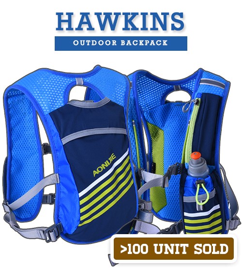 Hawkins Outdoor Travel Shoulder Running / Cycling Wearable Vest Backpack FREE x 2 300ml Water Bottle
